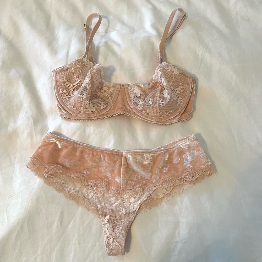 Victoria’s Secret Light Pink Velvet Bra and Panty Set